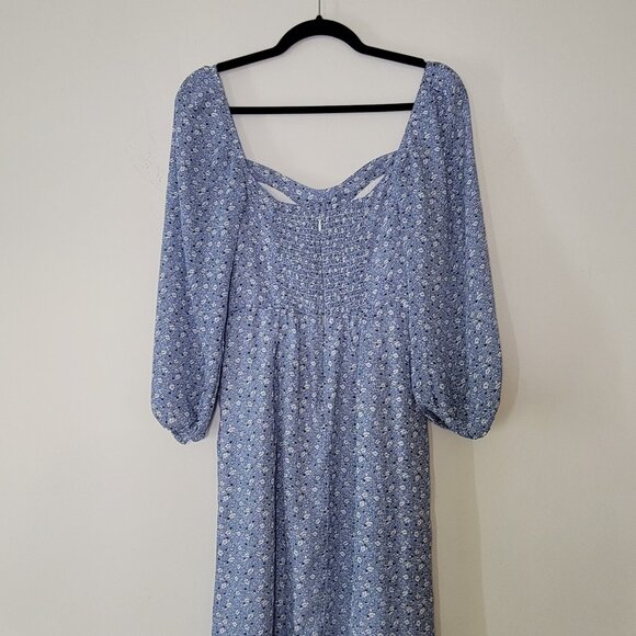 Abercrombie & Fitch Blue Floral Printed Dress XSP - Picture 3 of 6